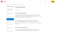 Anti-hack FAQ on the website (Image via Garena)